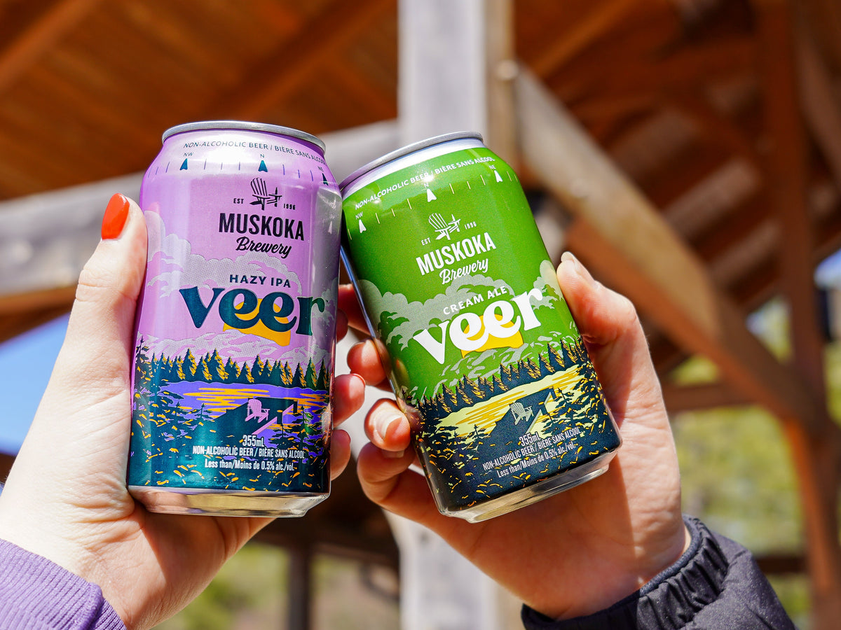 Friends drinking non-alcoholic craft beer outside